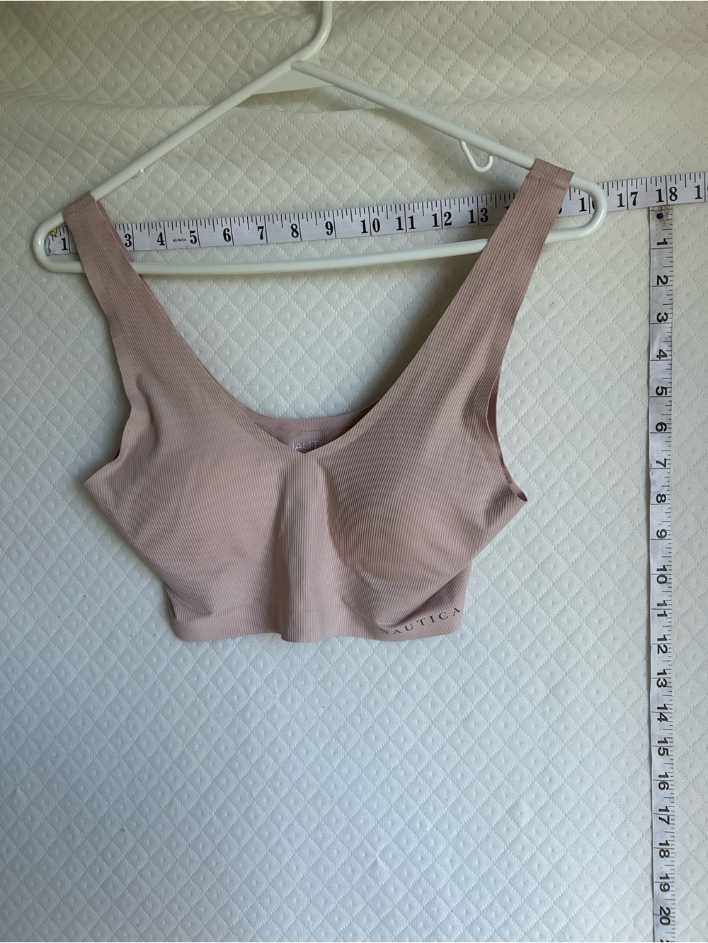 Nautica Ribbed Seamless Scoop Bralette Light Taupe Comfortable Lounge Bra